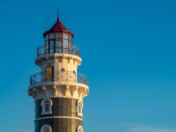 Phare Dans Port Baikal Situé Sur Les Rives Embouchure Rivière — Photo