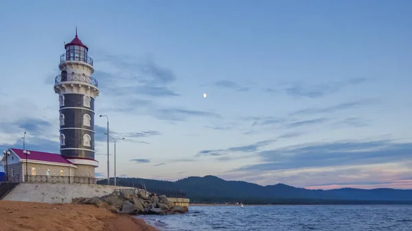 Farol Porto Baikal Localizado Nas Margens Foz Rio Turka — Fotografia de Stock