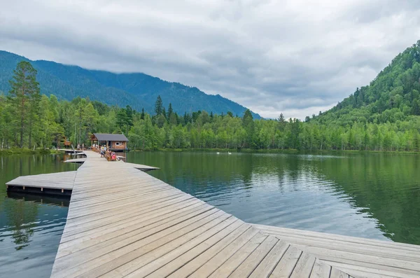 Molo Legno Vintage Sul Lago — Foto Stock