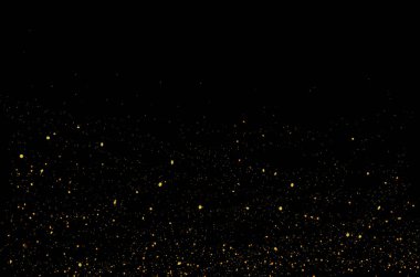 Altın parıltılı ışık efekti. Arkaplan parlak konfeti parçacıkları.