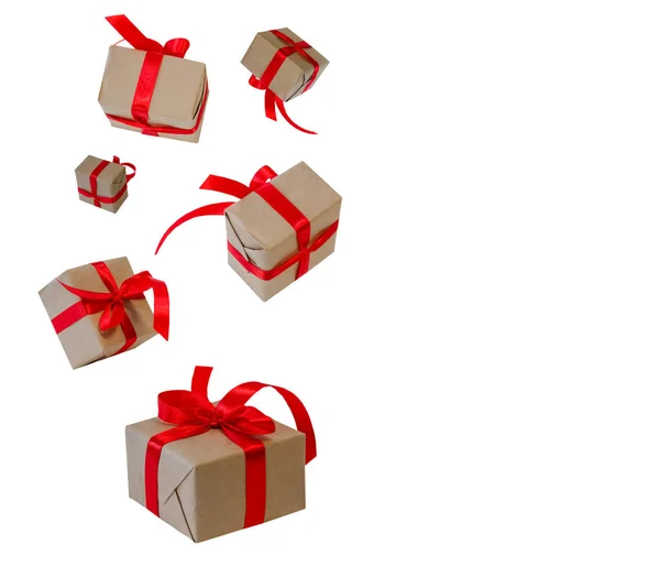 Scatole Regalo Volanti Venerdì Nero Isolato Sfondo Bianco Concetto Vendita — Foto Stock