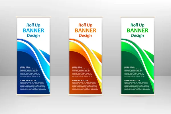 Roll up vertical banner, business design template — Stock Vector