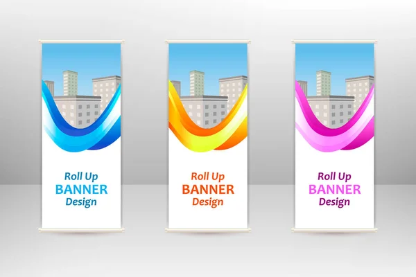 Roll up vertical banner, business design template — Stock Vector