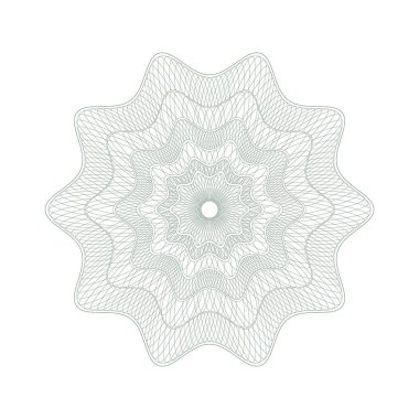 Sertifika, diploma, fiş, para, oyun parası veya diğer güvenlik belgeleri için Guilloche Deseni Rosette.