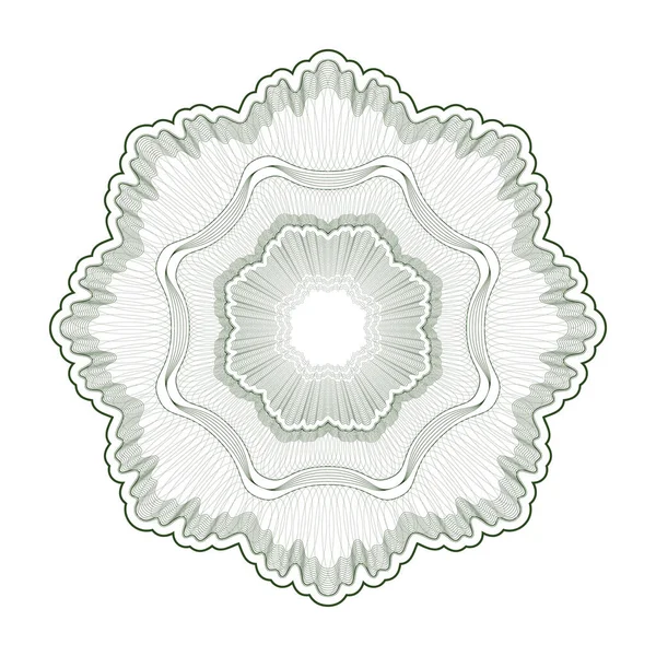 Sertifika, diploma, fiş, para, oyun parası veya diğer güvenlik belgeleri için Guilloche Deseni Rosette.