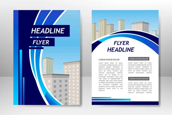 Blauwe Vector Template Ontwerp Voor Zakelijke Brochure Flyer Poster Boekje — Stockvector