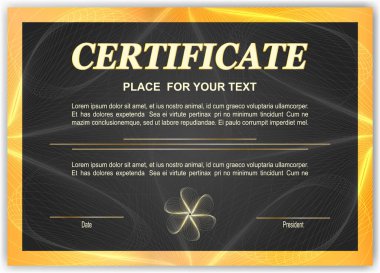 Guilloche desenli tamamlama şablonu, diploma için filigran, davetiye, hediye çeki, kupon, resmi