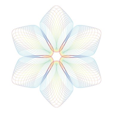 Sertifika, diploma, fiş, para, oyun parası veya diğer güvenlik belgeleri için Guilloche Deseni Rosette.