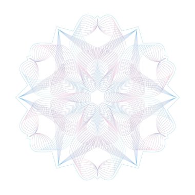 Sertifika, diploma, fiş, para, oyun parası veya diğer güvenlik belgeleri için Guilloche Deseni Rosette.