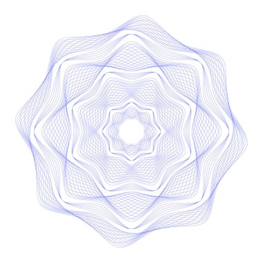 Sertifika, diploma, fiş, para, oyun parası veya diğer güvenlik belgeleri için Guilloche Deseni Rosette.