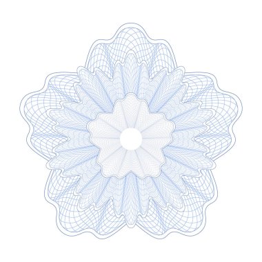 Sertifika, diploma, fiş, para, oyun parası veya diğer güvenlik belgeleri için Guilloche Deseni Rosette.