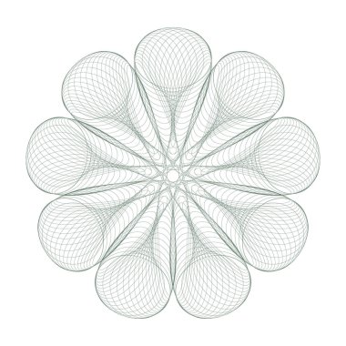 Sertifika, diploma, fiş, para, oyun parası veya diğer güvenlik belgeleri için Guilloche Deseni Rosette.