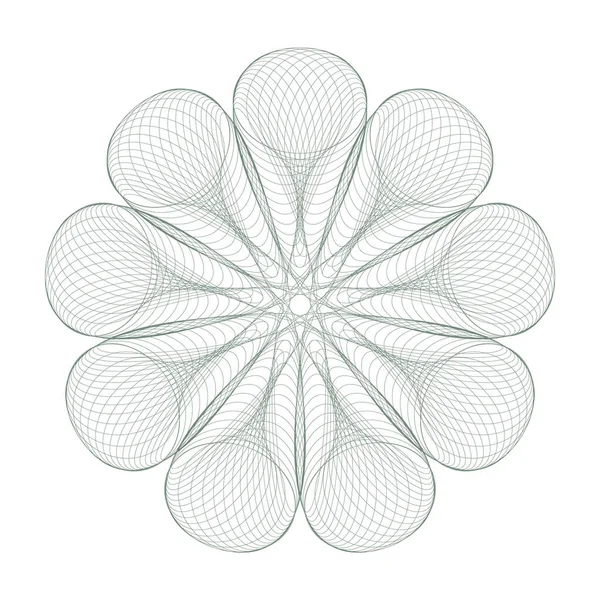 Sertifika, diploma, fiş, para, oyun parası veya diğer güvenlik belgeleri için Guilloche Deseni Rosette.