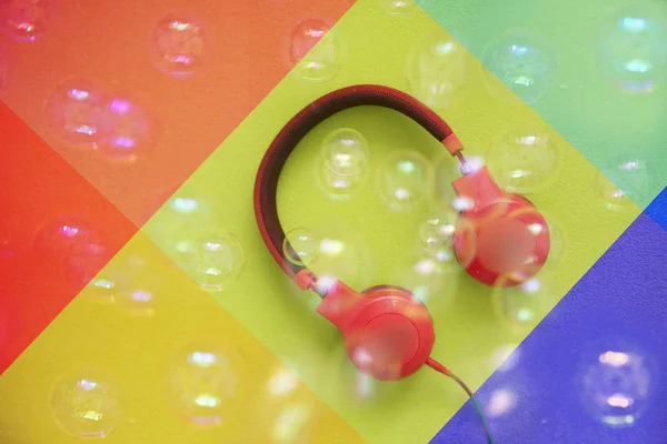 Headphones Colorful Background — Stock Photo, Image