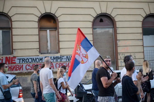 Novi Sad Sırbistan Temmuz 2020 Covid19 Salgını Sırasında Hükümete Karşı — Stok fotoğraf