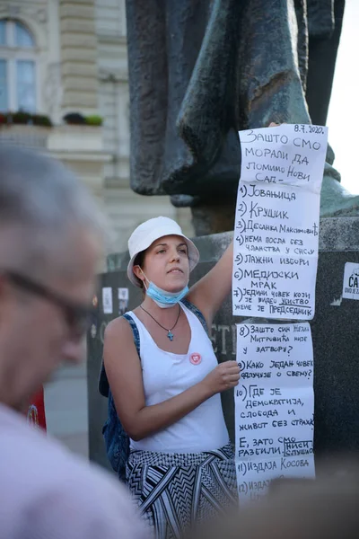 Novi Sad Sırbistan Temmuz 2020 Covid19 Salgını Sırasında Hükümete Karşı — Stok fotoğraf