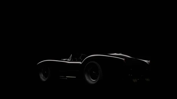 Silhouette eines schwarzen Oldtimer-Sportwagens — Stockfoto