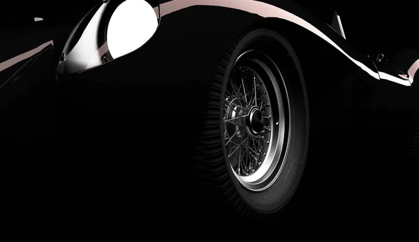 Sylwetka czarny vintage samochód sportowy — Zdjęcie stockowe
