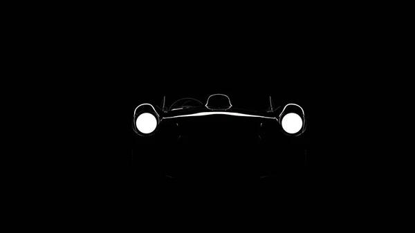 Silhouette of black vintage sports car — Stock Photo, Image