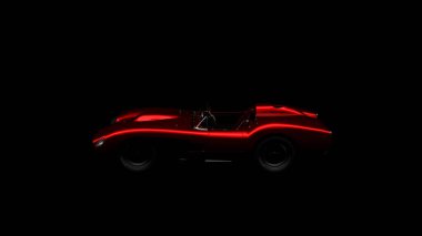Kırmızı renkli spor arabanın silueti.