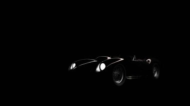 Siyah klasik spor arabanın silueti.