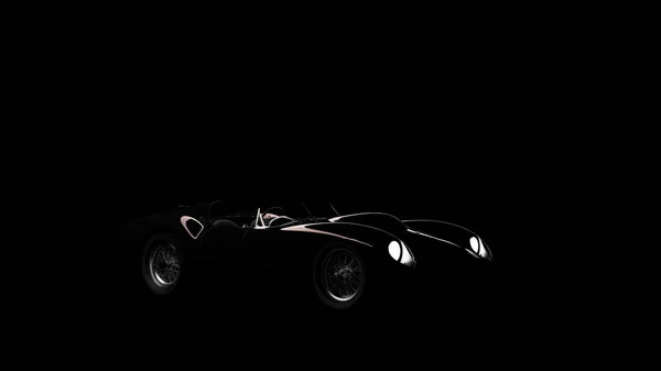 silhouette of black vintage sports car