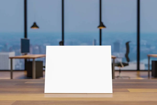 Bespotten Leeg Teken Houten Bureau Grote Moderne Kantoor Illustratie — Stockfoto