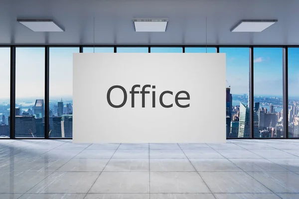 White Poster Large Modern Empty Office Skyline View Illustration — Stock Photo, Image