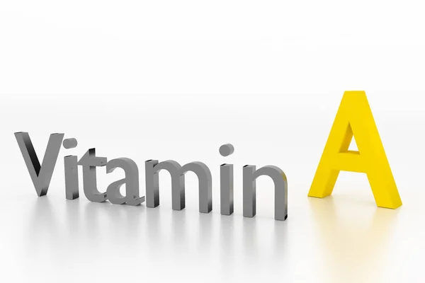 Segno di vitamina A sulla superficie bianca pulita, Illustrazione 3D — Foto Stock