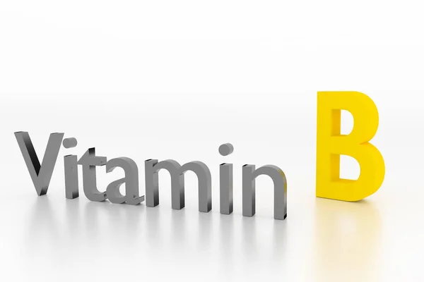 Segno di vitamina B sulla superficie bianca pulita, Illustrazione 3D — Foto Stock