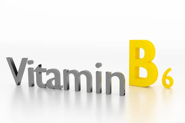 Segno di vitamina B6 sulla superficie bianca pulita, illustrazione 3D — Foto Stock