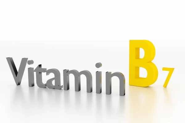 Signo de vitamina B7 en la superficie blanca limpia, Ilustración 3D —  Fotos de Stock