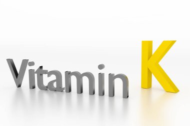 Beyaz temiz yüzey üzerinde K vitamini, 3D Görüntü