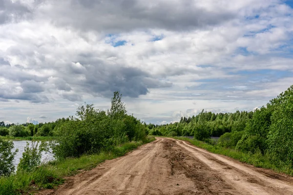 Natural Scenic Landscape Dirt Road Background Blue Sky Clouds Green Royalty Free Stock Photos