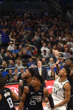 Orlando Magic, 19 Ocak 2019 Cumartesi günü Orlando Florida 'daki Amway Arena' da Milwaukee Doları 'na ev sahipliği yapıyor. Fotoğraf: Marty Jean-Louis