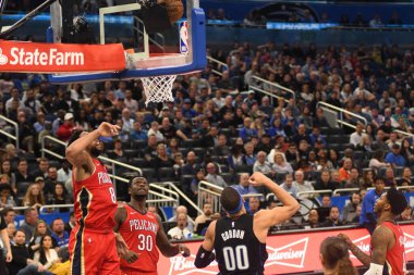 Orlando Magic 20 Mart 2019 Çarşamba günü Orlando Florida 'daki Amway Center' da Louisiana Pelicans 'a ev sahipliği yapıyor. Fotoğraf: Marty Jean-Louis