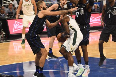 Orlando Magic, 19 Ocak 2019 Cumartesi günü Orlando Florida 'daki Amway Arena' da Milwaukee Doları 'na ev sahipliği yapıyor. Fotoğraf: Marty Jean-Louis