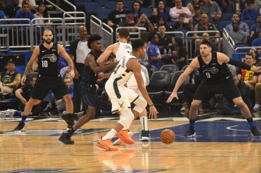 Orlando Magic, 19 Ocak 2019 Cumartesi günü Orlando Florida 'daki Amway Arena' da Milwaukee Doları 'na ev sahipliği yapıyor. Fotoğraf: Marty Jean-Louis