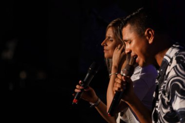 Miel San Marcos grubu 28 Temmuz 2019 tarihinde Tampa Florida 'daki Iglesia de Dios Pentecostal' da sahne almaktadır. Fotoğraf: Marty Jean-Louis