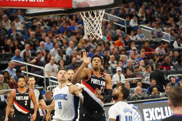 Orlando Magic Φιλοξενεί Portland Trailblazers Στο Amway Center Στο Ορλάντο — Φωτογραφία Αρχείου