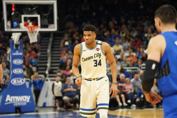 Orlando Magic Gospodarzem Milwaukee Bucks Amway Florydzie Sobotę Lutego 2020 — Zdjęcie stockowe