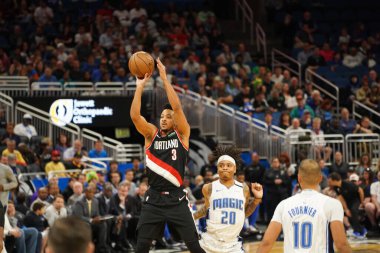 Orlando Magic host the Portland Trailblazers at the Amway Center in Orlando Florida on Monday March 2, 2020.  clipart