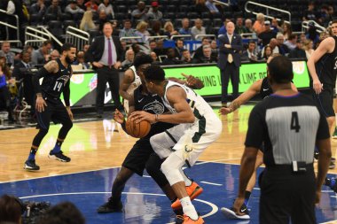 Orlando Magic, 19 Ocak 2019 Cumartesi günü Orlando Florida 'daki Amway Arena' da Milwaukee Doları 'na ev sahipliği yapıyor. Fotoğraf: Marty Jean-Louis