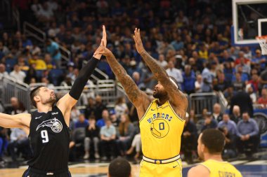 Orlando Magic, 28 Şubat 2019 'da Orlando Florida' daki Amway Center 'da Golden State Warriors' a ev sahipliği yaptı. Fotoğraf: Marty Jean-Louis