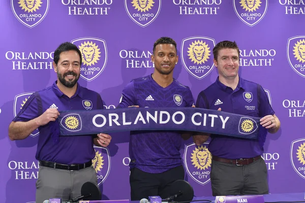 Orlando City Begrüßt Spieler Luis Nani Bildquelle Marty Jean Louis — Stockfoto