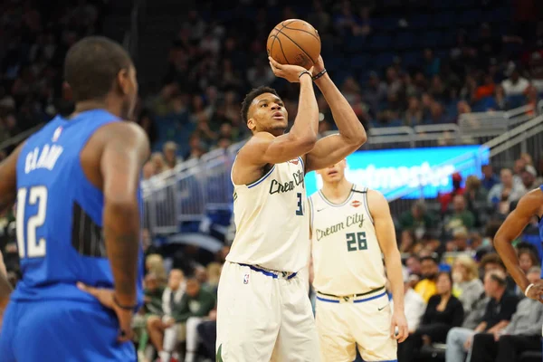 Orlando Magic Vert Milwaukee Bucks Amway Orlando Florida Lørdag Februar – stockfoto