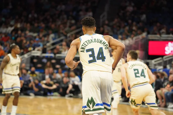 Orlando Magic Hostit Milwaukee Bucks Amway Orlando Florida Sobotu Února — Stock fotografie