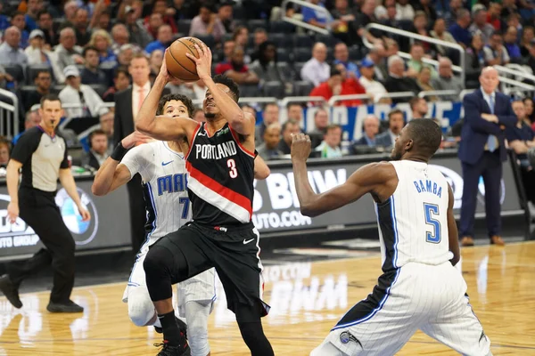 Orlando Magic Φιλοξενεί Portland Trailblazers Στο Amway Center Στο Ορλάντο — Φωτογραφία Αρχείου