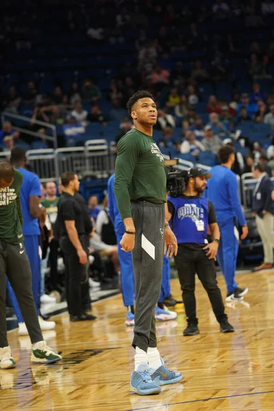 Orlando Magic Gospodarzem Milwaukee Bucks Amway Florydzie Sobotę Lutego 2020 — Zdjęcie stockowe