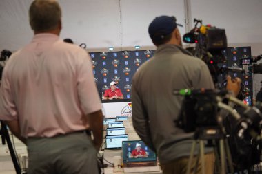 Arnold Palmer 2019 kazananı Francesco Molinari ile 3 Mart 2020 Salı günü Orlando, Florida 'daki Bay Hill' de basın toplantısı düzenledi..  